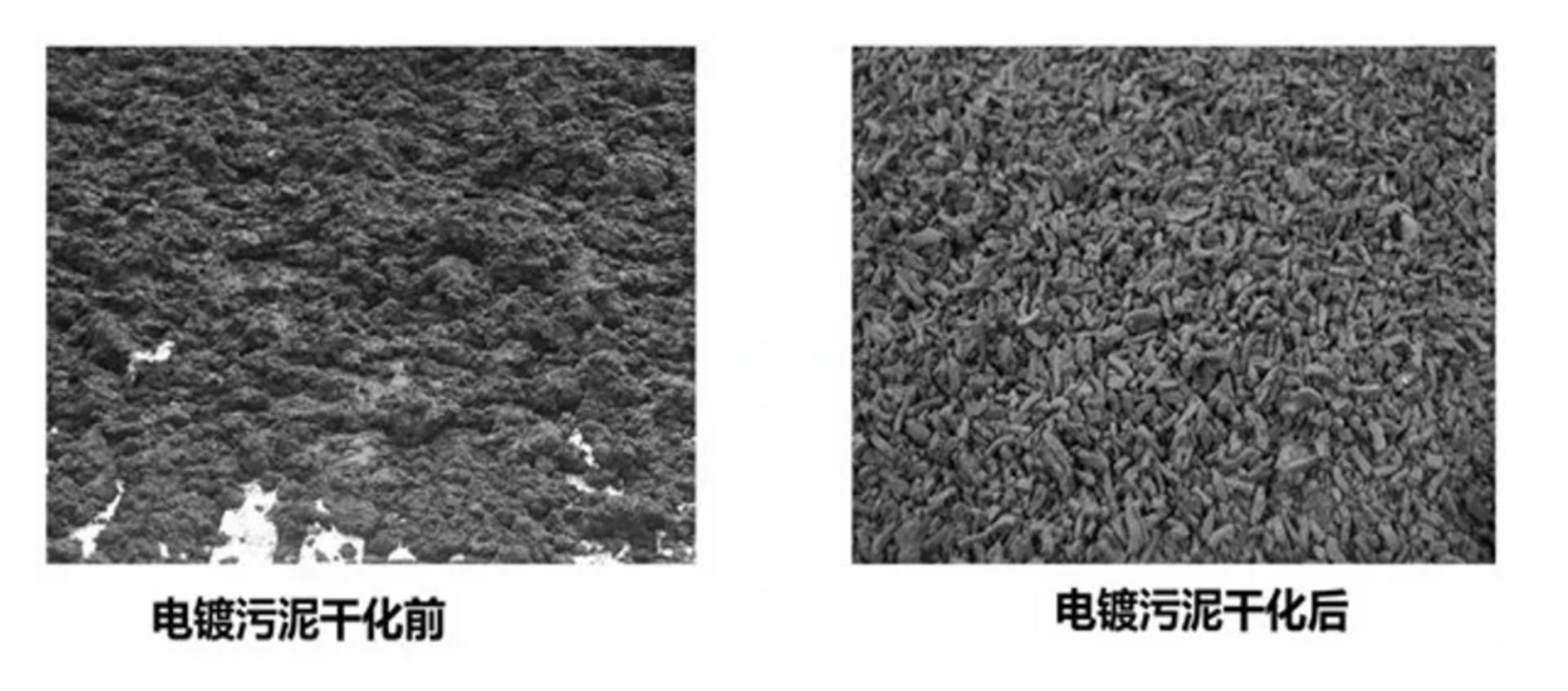 电镀污泥干化前后对比